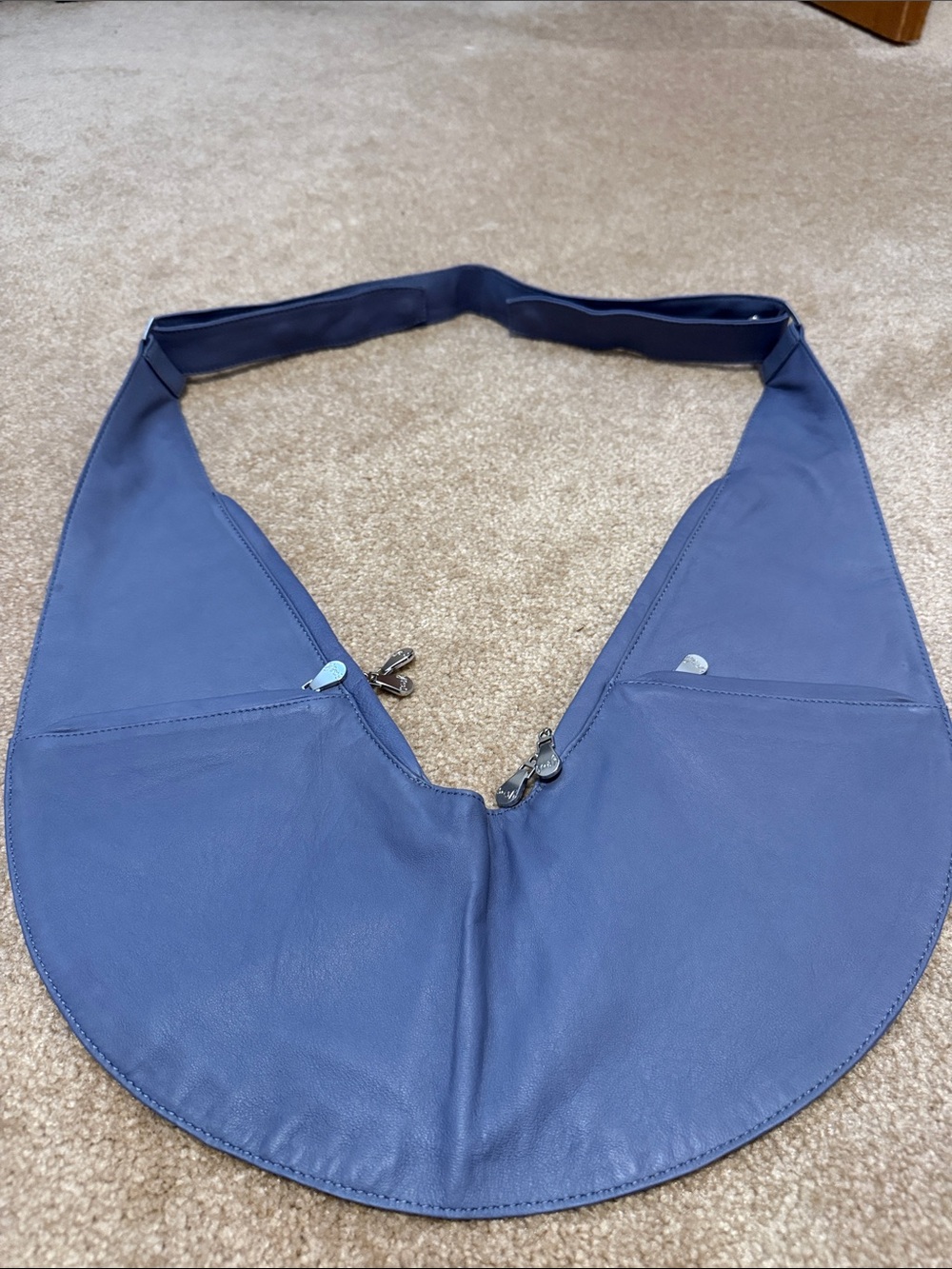 Sash Bag Leather Crossbody Bag in Blue - Moonstone Color